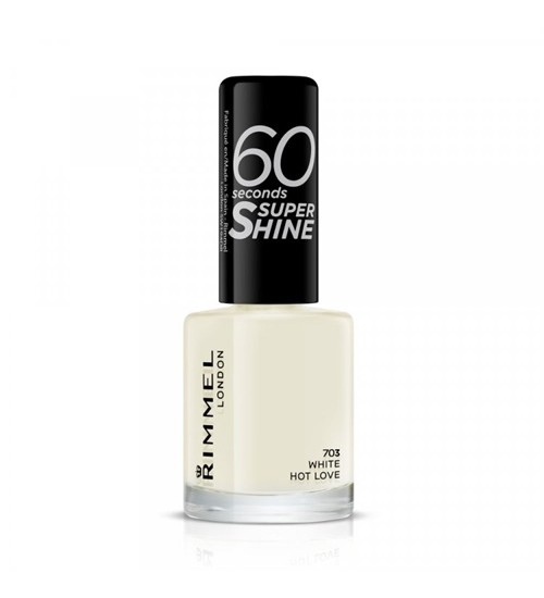 Rimmel London 60 Seconds Super Shine Nail Polish  8ml Shade: 703 White Hot Love