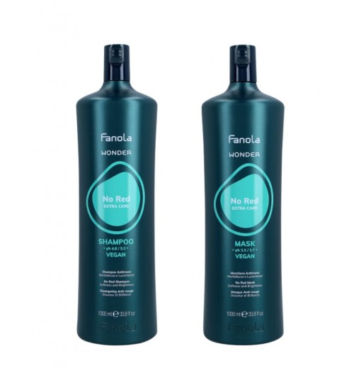 FANOLA NO RED EXTRA CARE Šampūns 1000ml + FANOLA NO RED EXTRA CARE Maska 1000ml - Profesionāls matu kopšanas komplekts