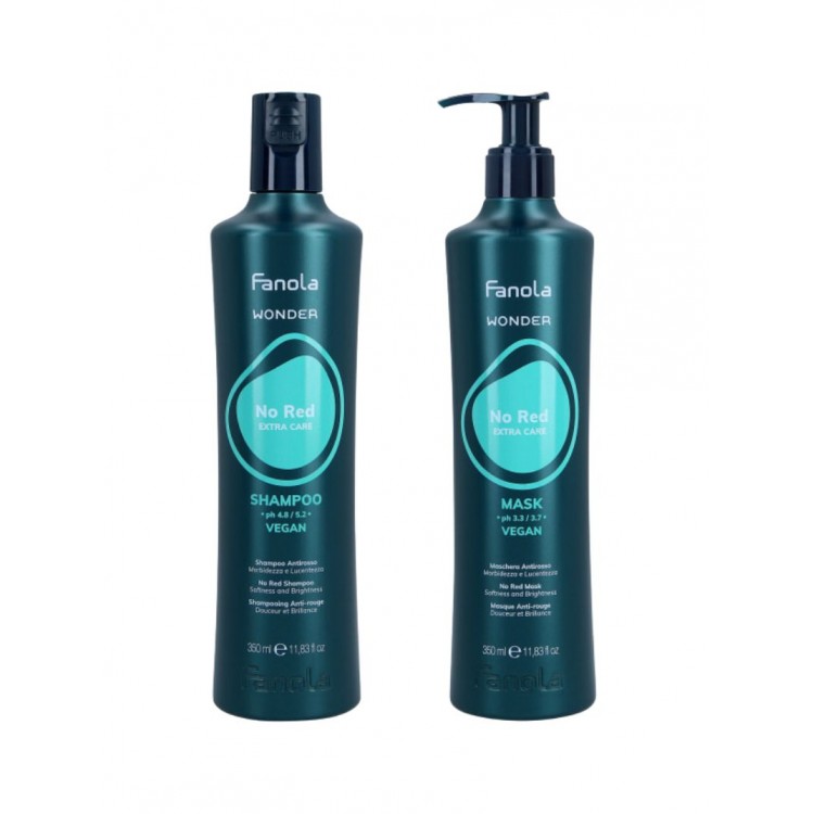 FANOLA NO RED EXTRA CARE Šampūns 350ml + FANOLA NO RED EXTRA CARE Maska 350ml - Profesionāls matu kopšanas komplekts