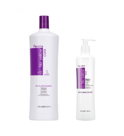 FANOLA NO YELLOW Šampūns 1000ml + FANOLA NO YELLOW Maska 350ml - Profesionāls matu kopšanas komplekts