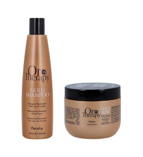 FANOLA ORO THERAPY GOLD Šampūns 300ml + FANOLA ORO THERAPY GOLD Maska 300ml - Profesionāls matu kopšanas komplekts
