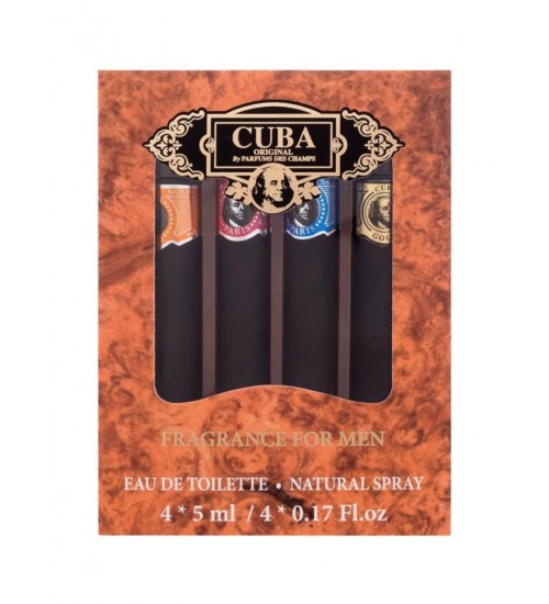 Cuba Set Miniatures Gold EDT 5ml + Blue EDT 5ml + Orange EDT 5ml + Red EDT 5ml Dāvanu komplekts