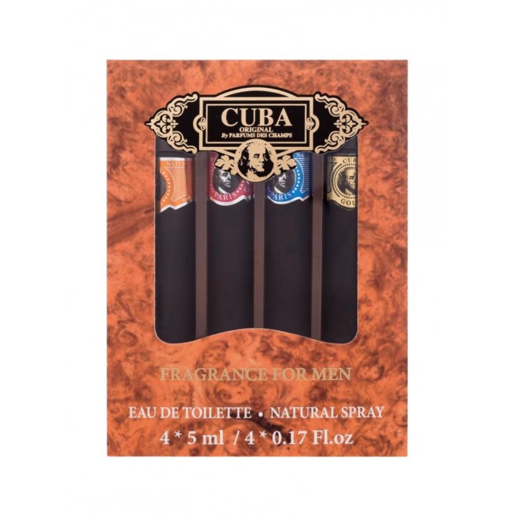 Cuba Set Miniatures Gold EDT 5ml + Blue EDT 5ml + Orange EDT 5ml + Red EDT 5ml Dāvanu komplekts