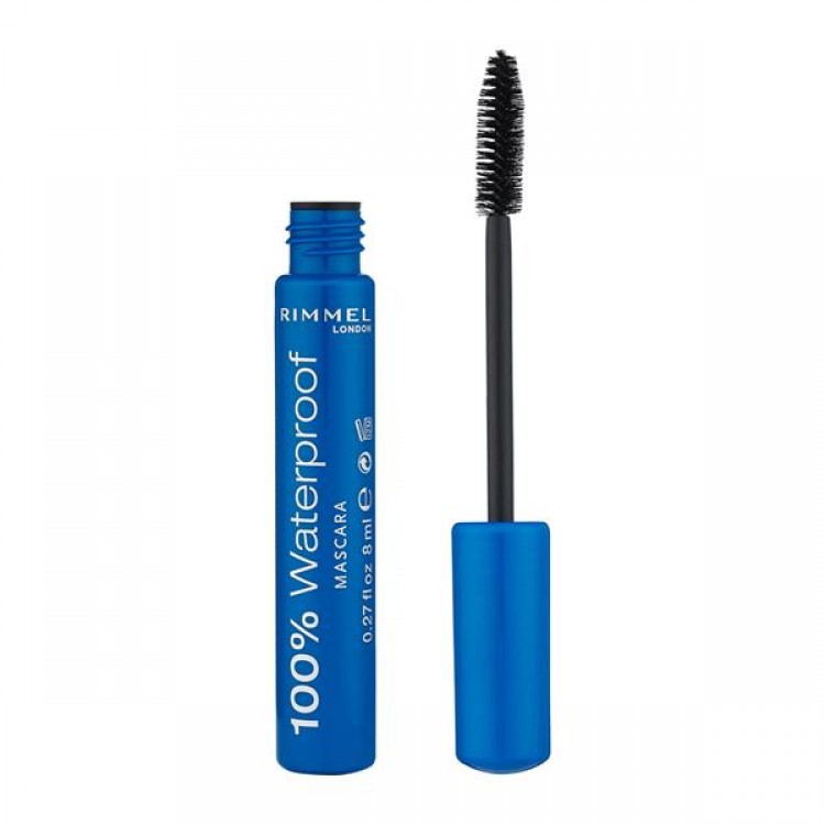 Rimmel London 100% Waterproof Mascara Shade 001 Black Black 8ml Rimmel London 100% Waterproof Mascara Shade 001 Black Black 8ml