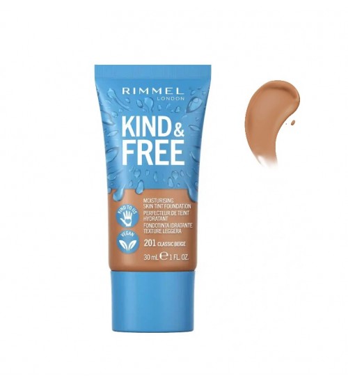 Rimmel London Kind & Free Moisturising Skin Tint Foundation Shade 201 Classic Beige 30ml