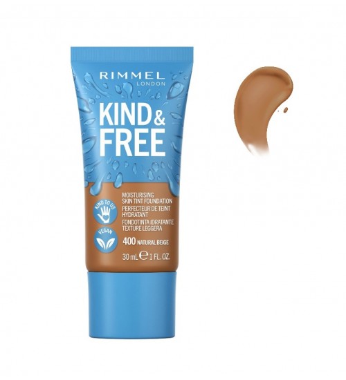 Rimmel London Kind & Free Moisturising Skin Tint Foundation Shade 400 Natural Beige 30ml